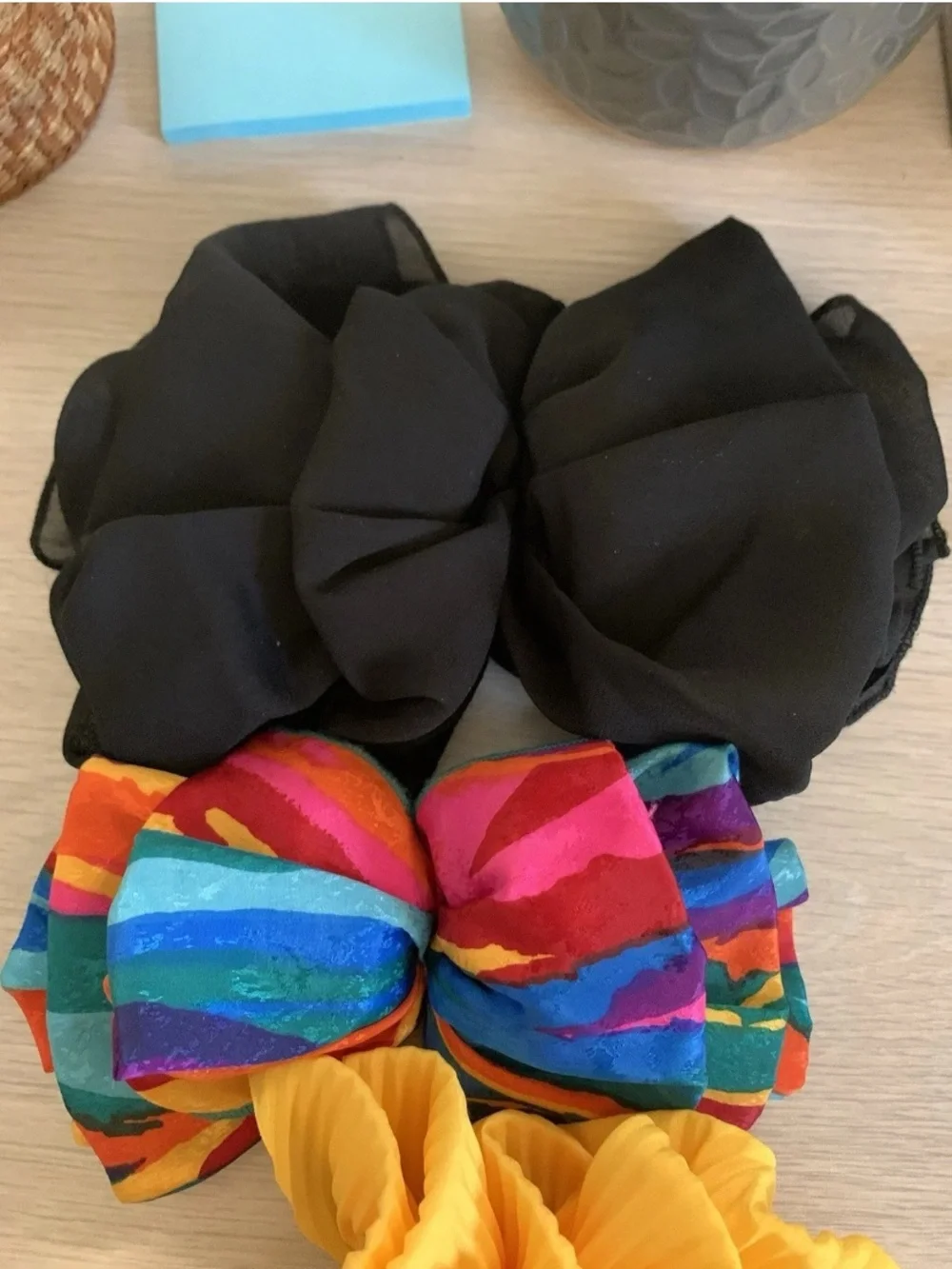 4 Vintage Hair Bow Clip Barrettes 80s 90s Big Oversized Ruffled Pony Tail